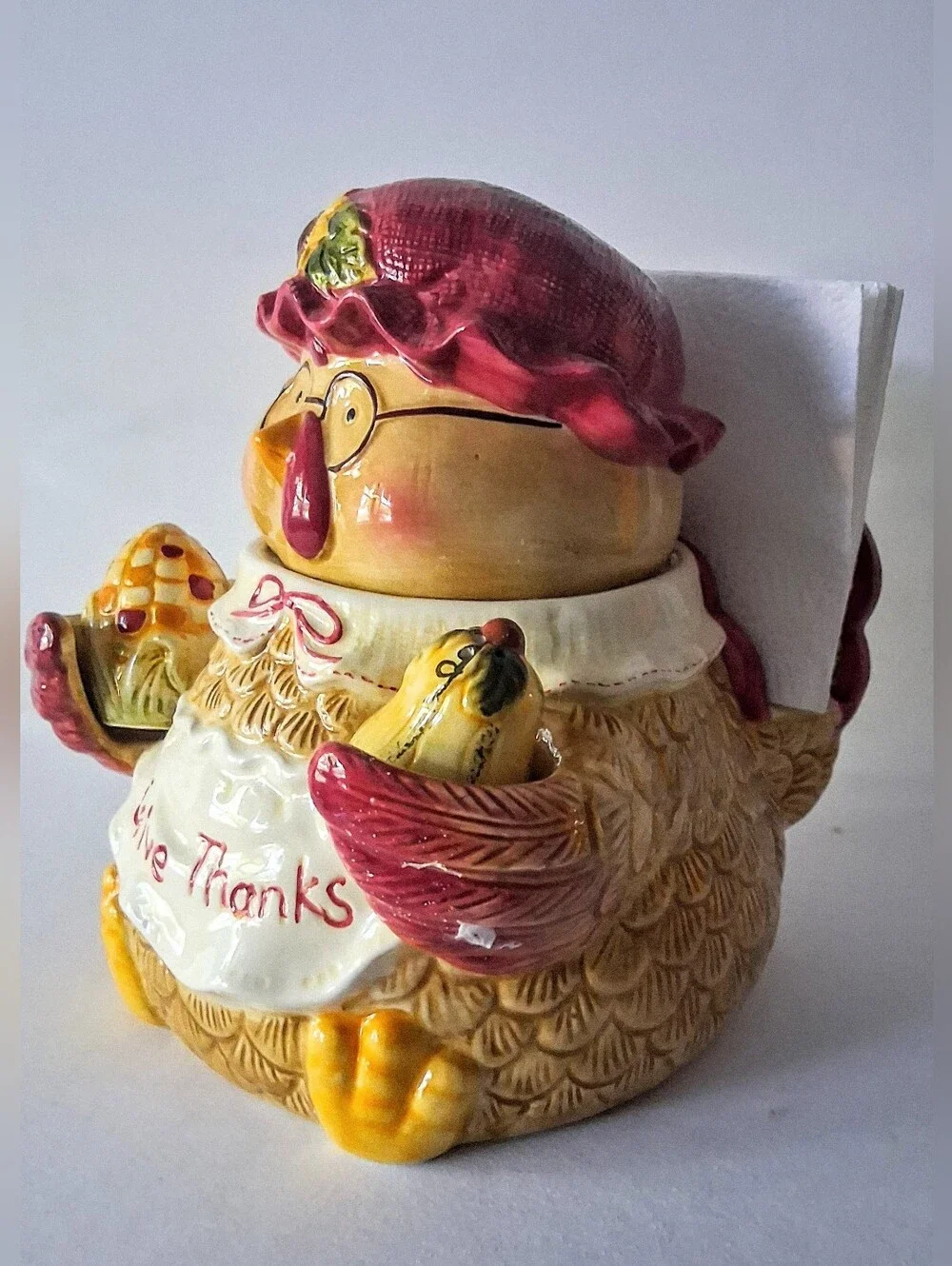 Vintage (Like New!) Ceramic Cookie Jar, Salt & Pepper, & Napkin Holder - Picture 2 of 12